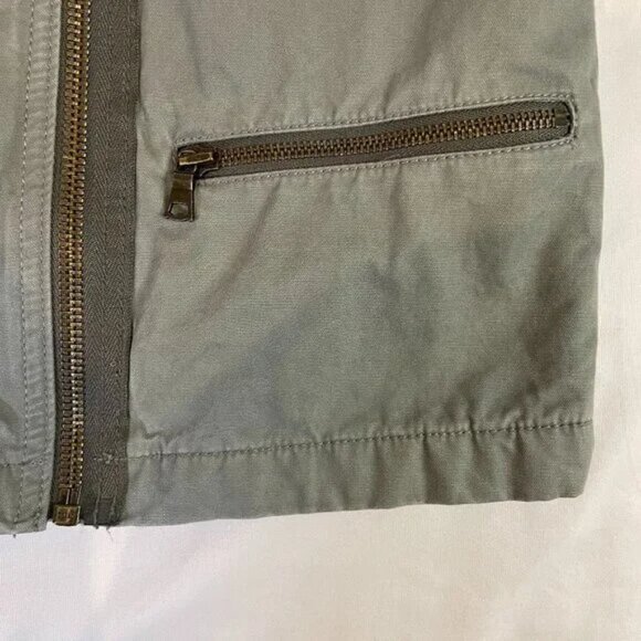 Gap Quilted Moto Flight Cropped Jacket Green Gray Zipper Details Size 8 - Picture 7 of 14